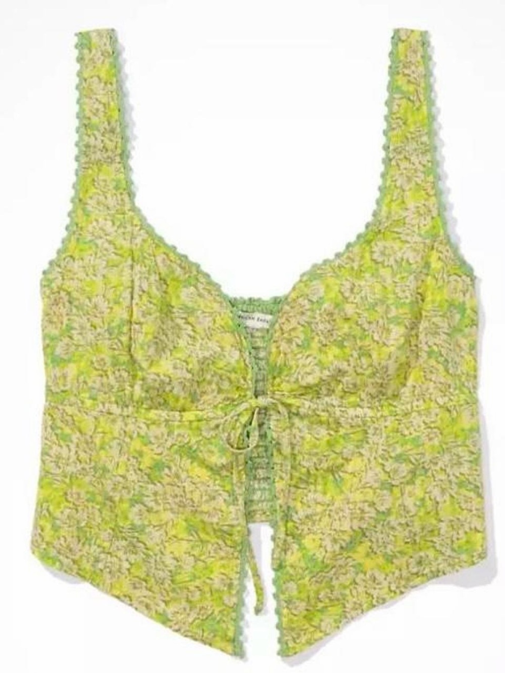 NWT American Eagle Lace-Trim Tie Front Corset Tank Top